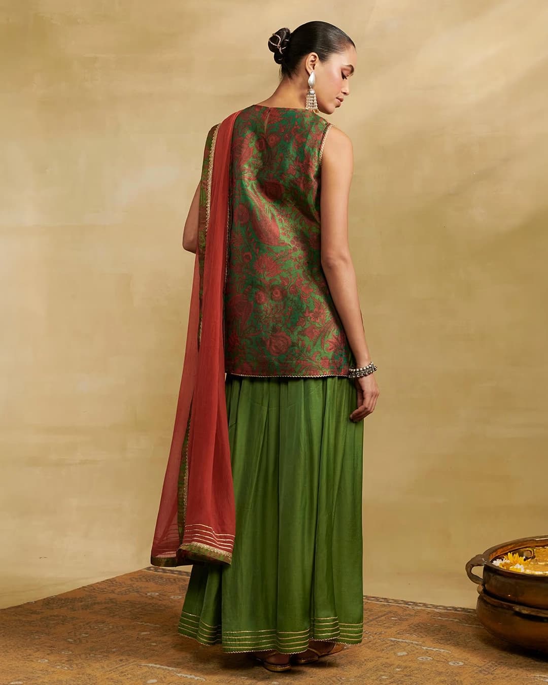 Green Tissue Festive Suit Set