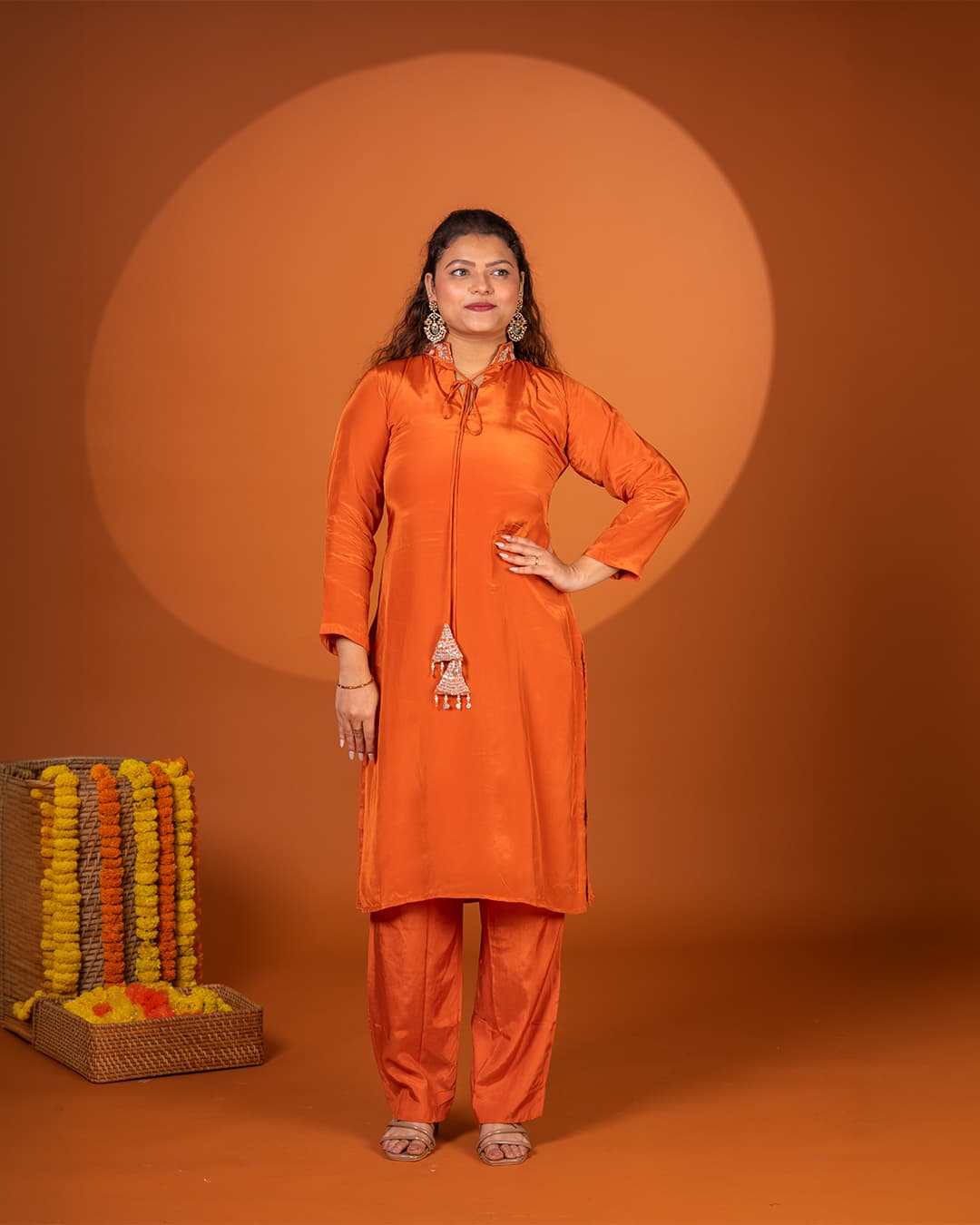 Rust Crepe Two-Piece Set