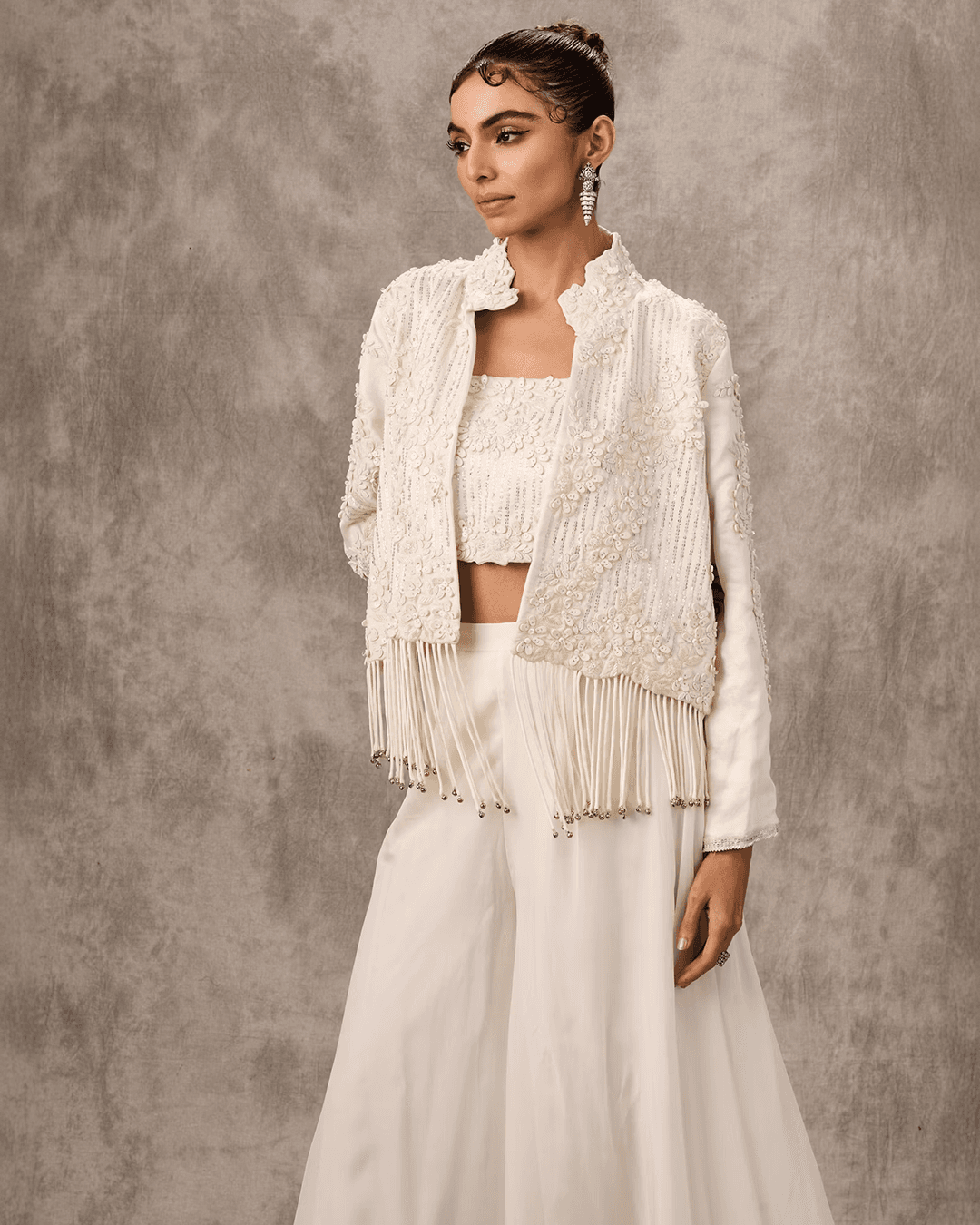 Elegant Cream Art Silk Indo Western