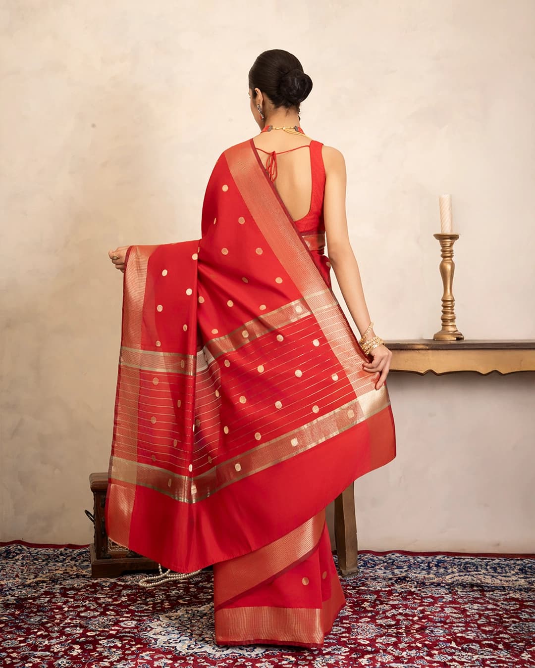 Red Chiffon Silk Banarasi Handloom Saree