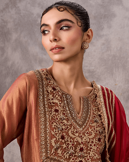 Peach Elegance Tissue Stitched Suit