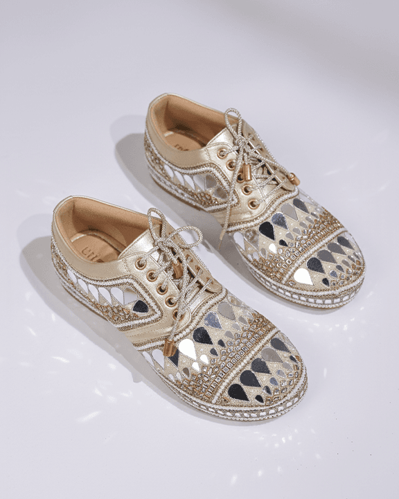Festive Sneakers with Golden Work