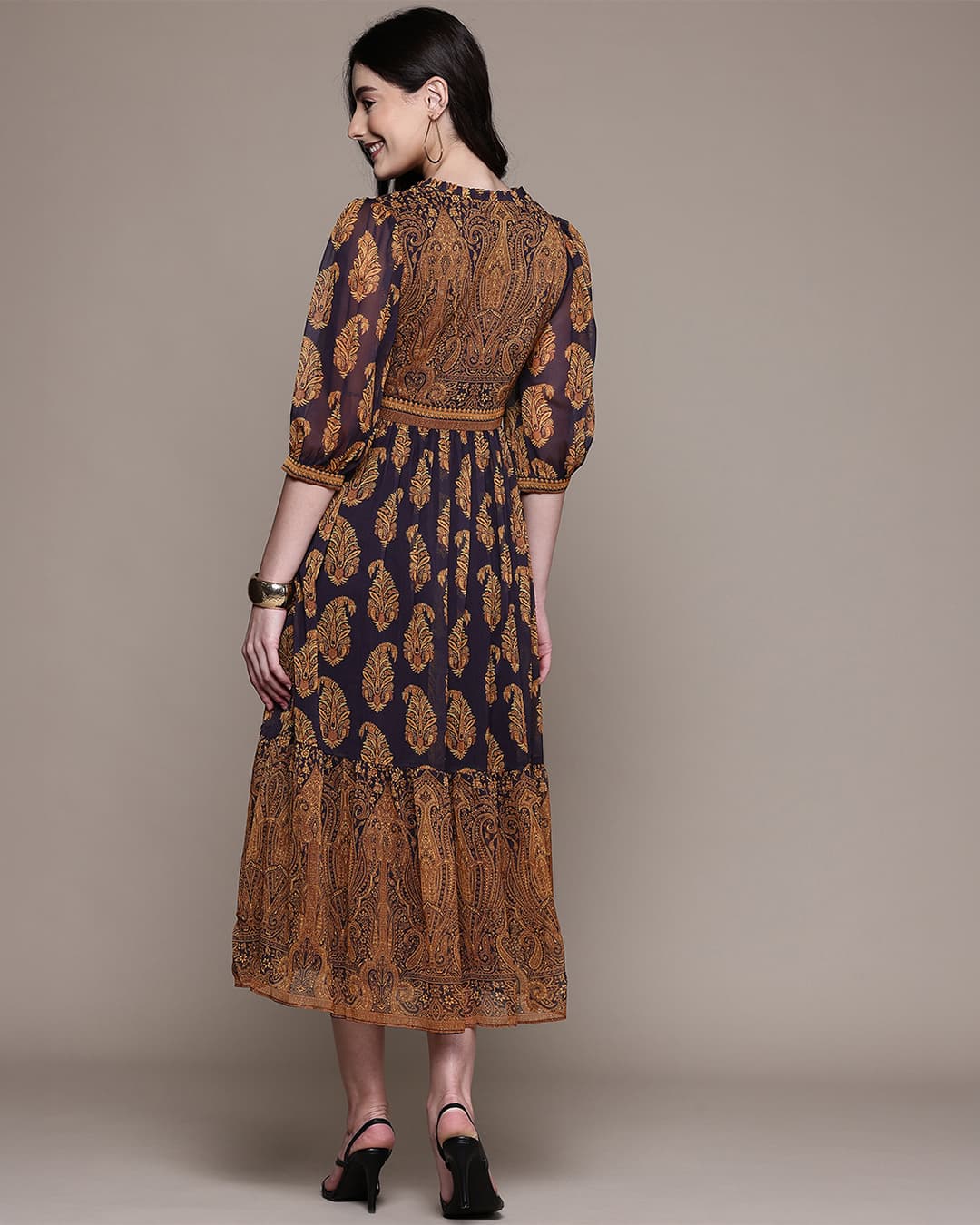 Navy Menakiya Long Dress