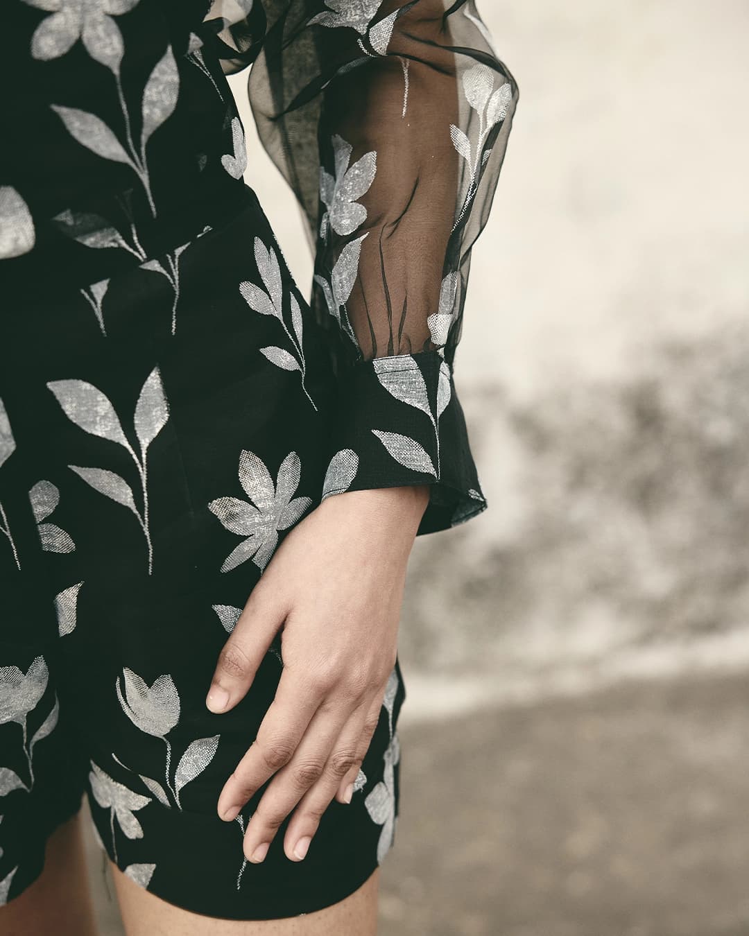 ATBW - AN Foral Organza Shirt Set - Black