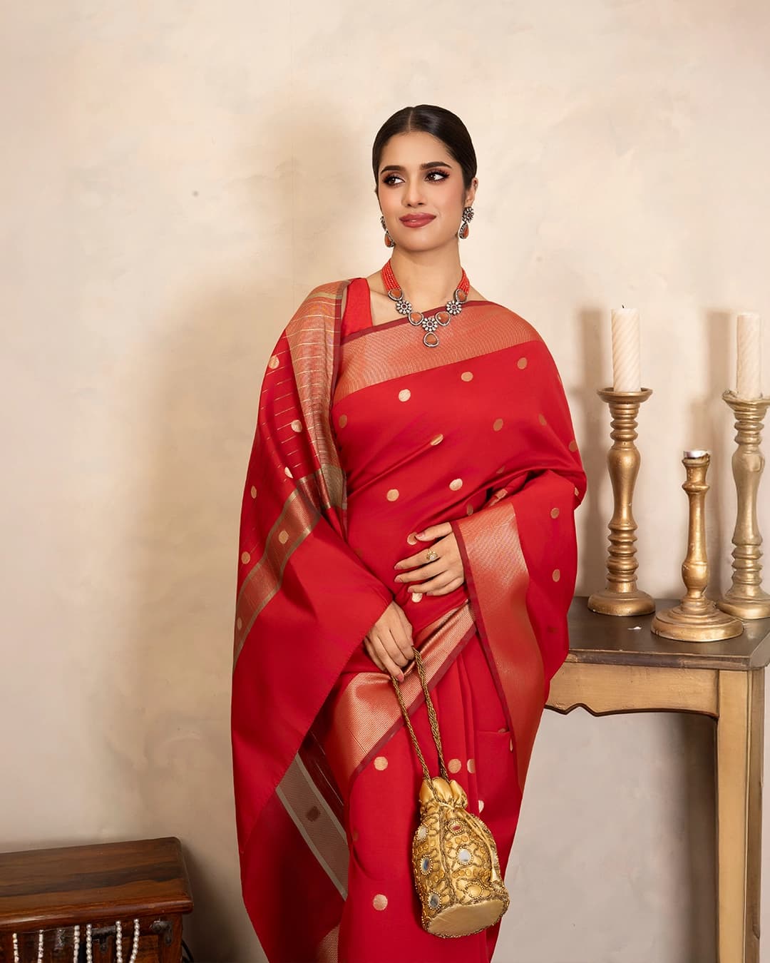 Red Chiffon Silk Banarasi Handloom Saree