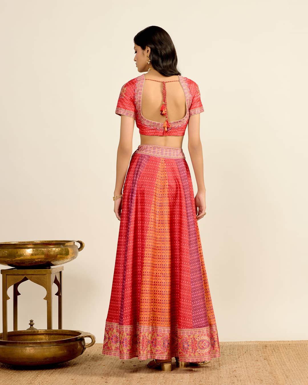 Red Printed Lehenga