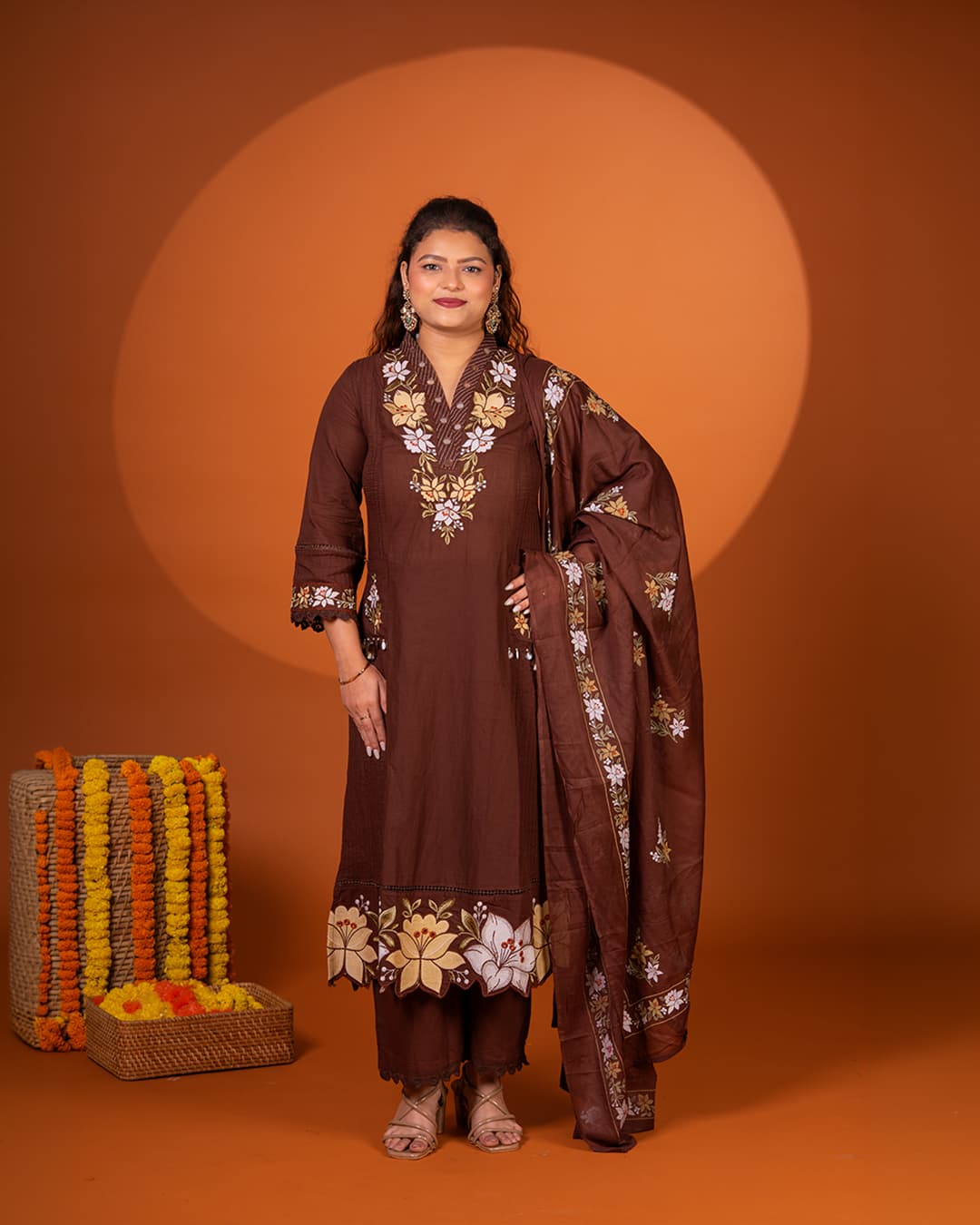 Mocha Cotton Pant Suit
