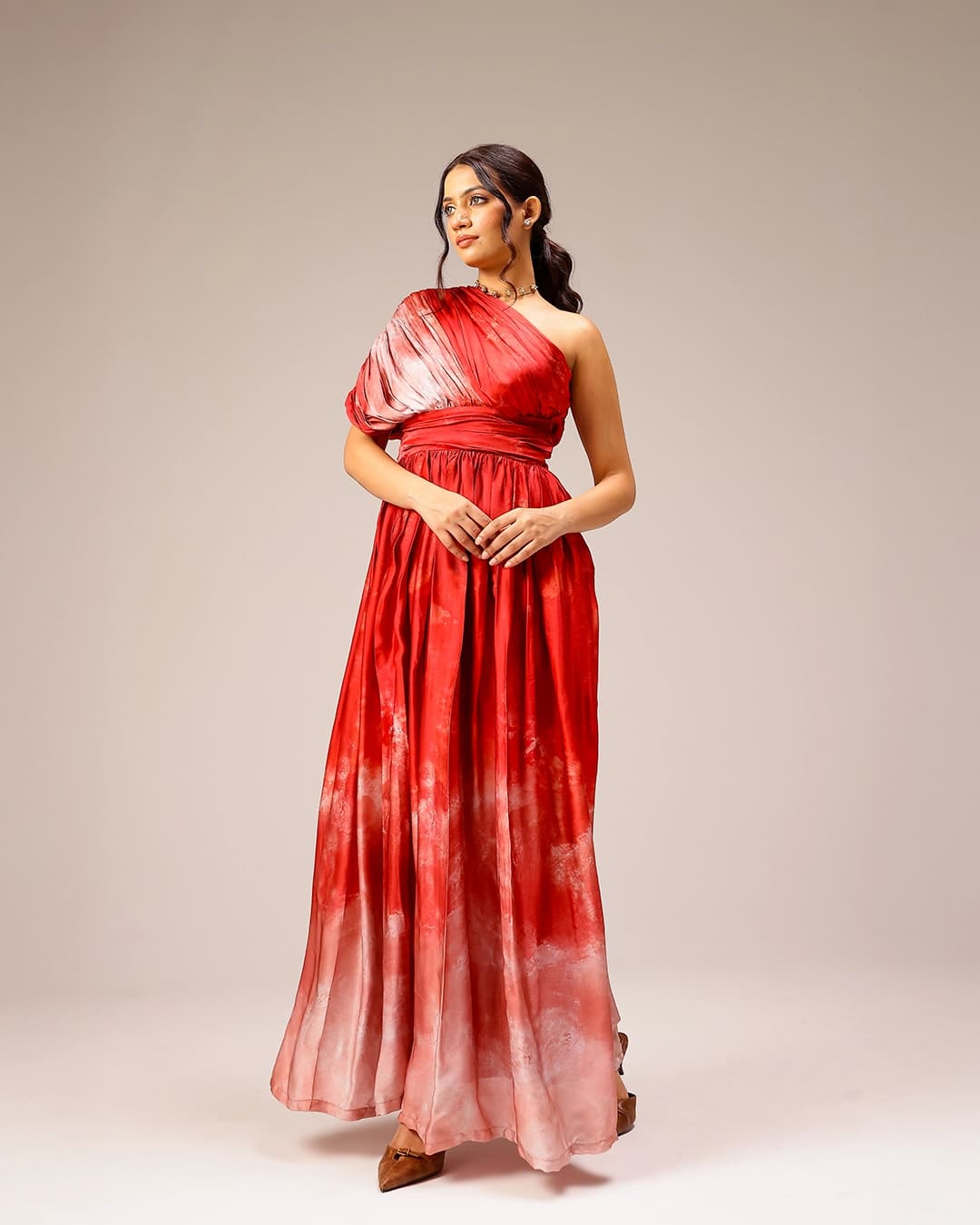 Rosette Draped Dress