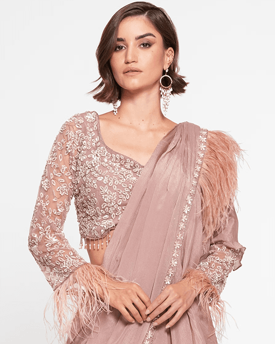 Dusty Pink Elegance Georgette Saree