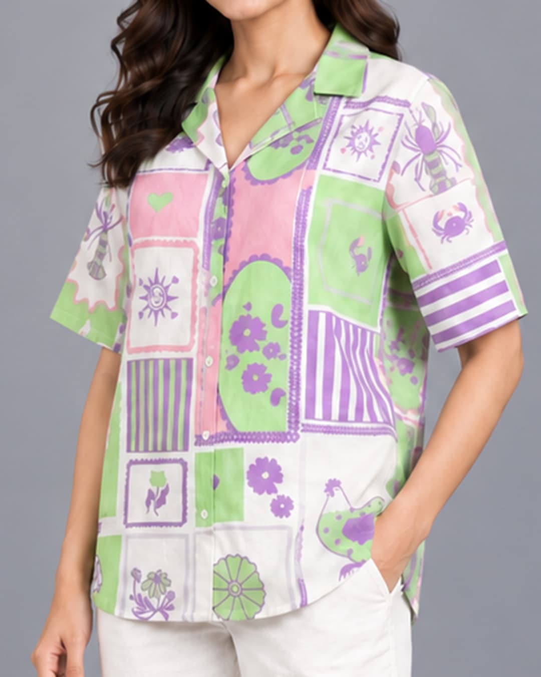 Shirt Lobster Patch Print