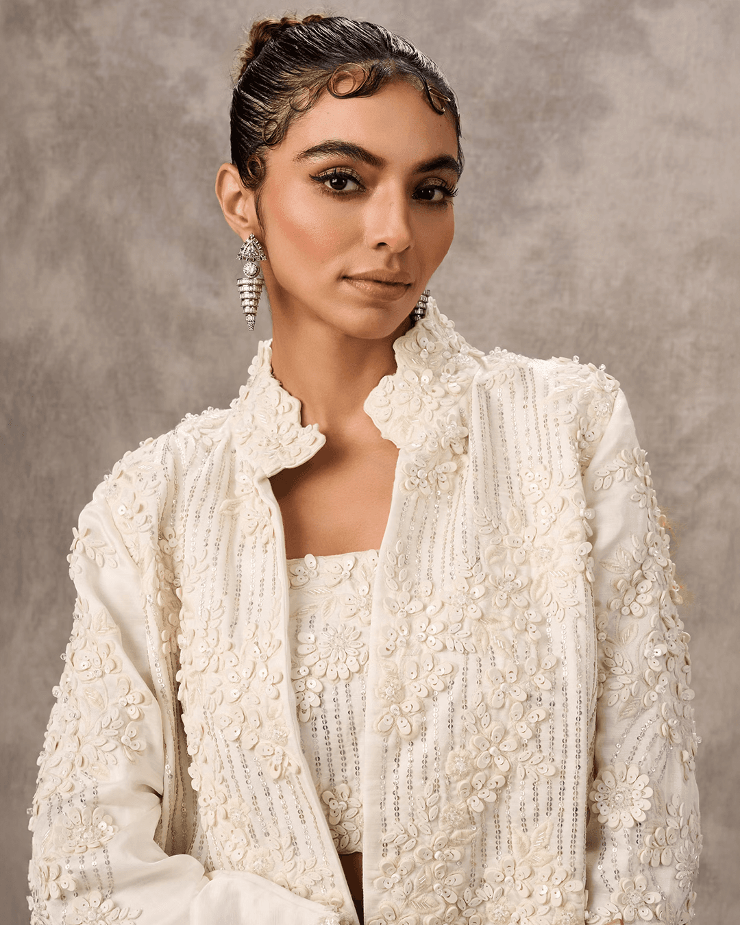 Elegant Cream Art Silk Indo Western