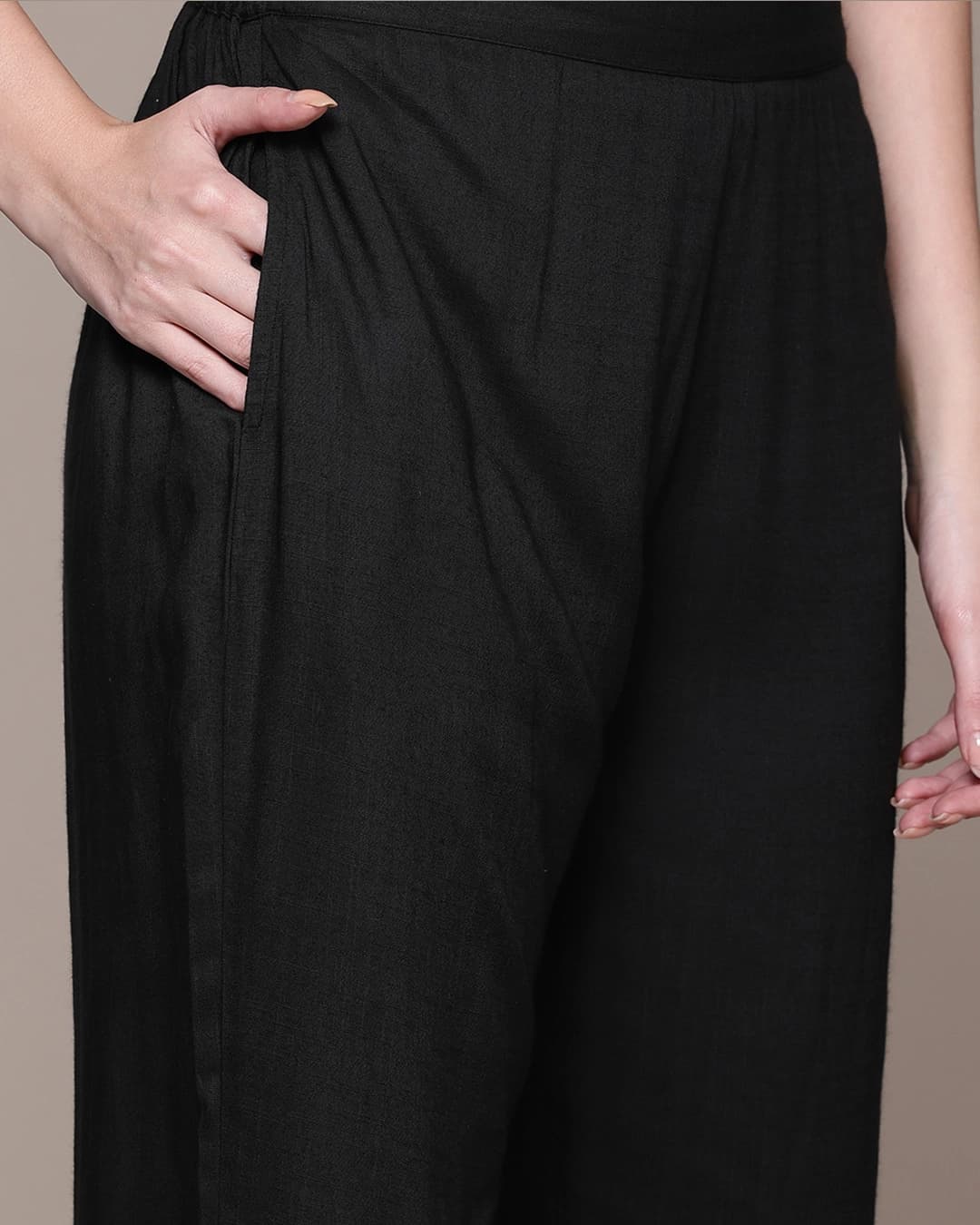 Black Humayra Solid Suit Set