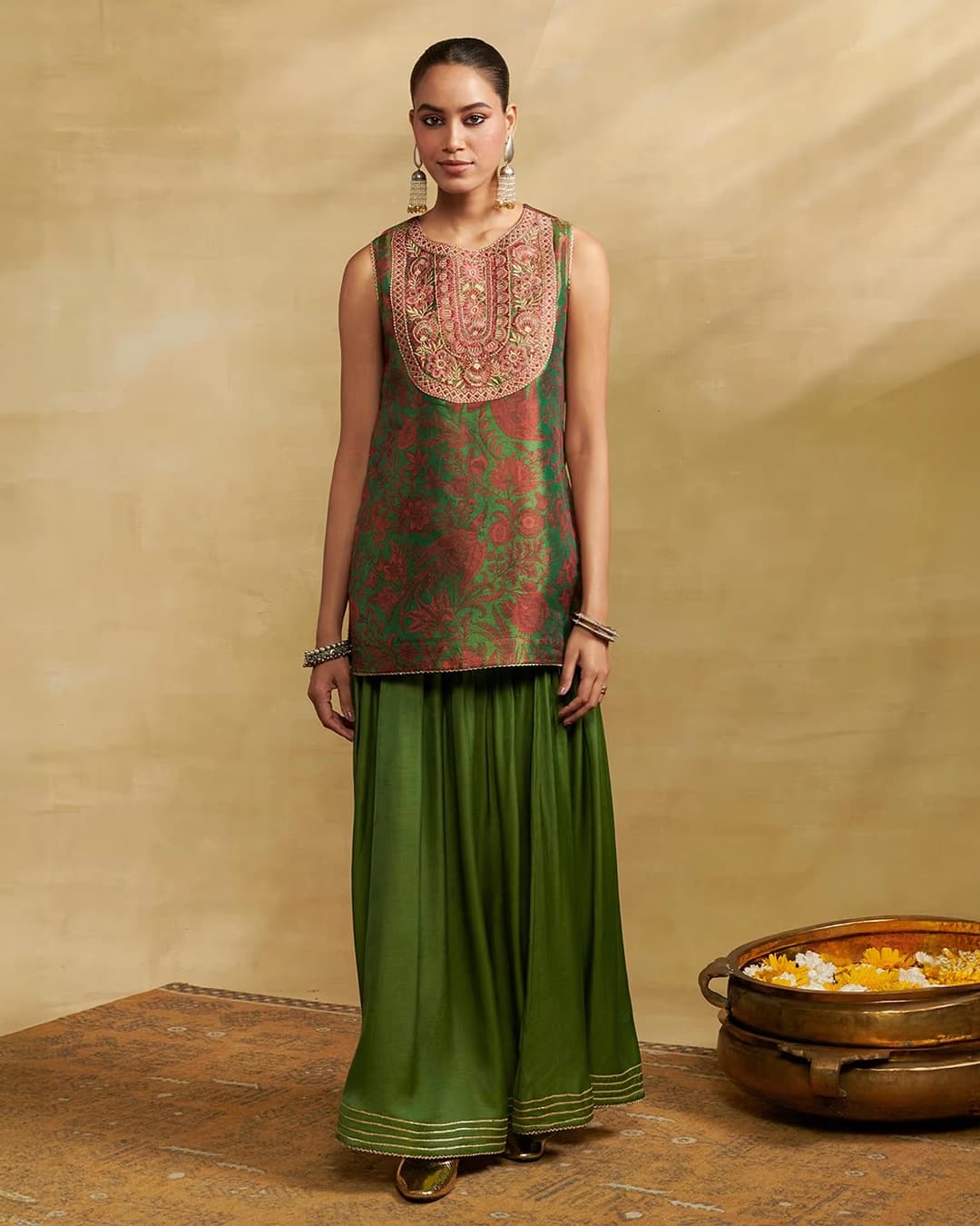 Green Tissue Festive Suit Set