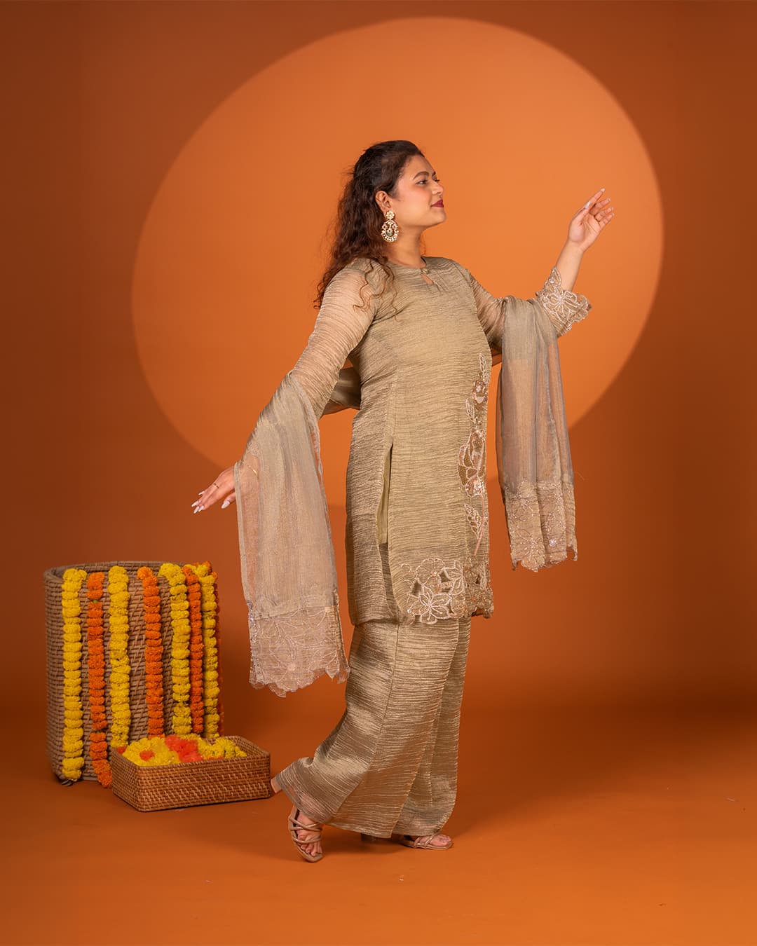 Sage Emerald Tissue Palazzo Set