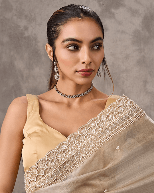 Twinkling Gold Organza Wedding Saree