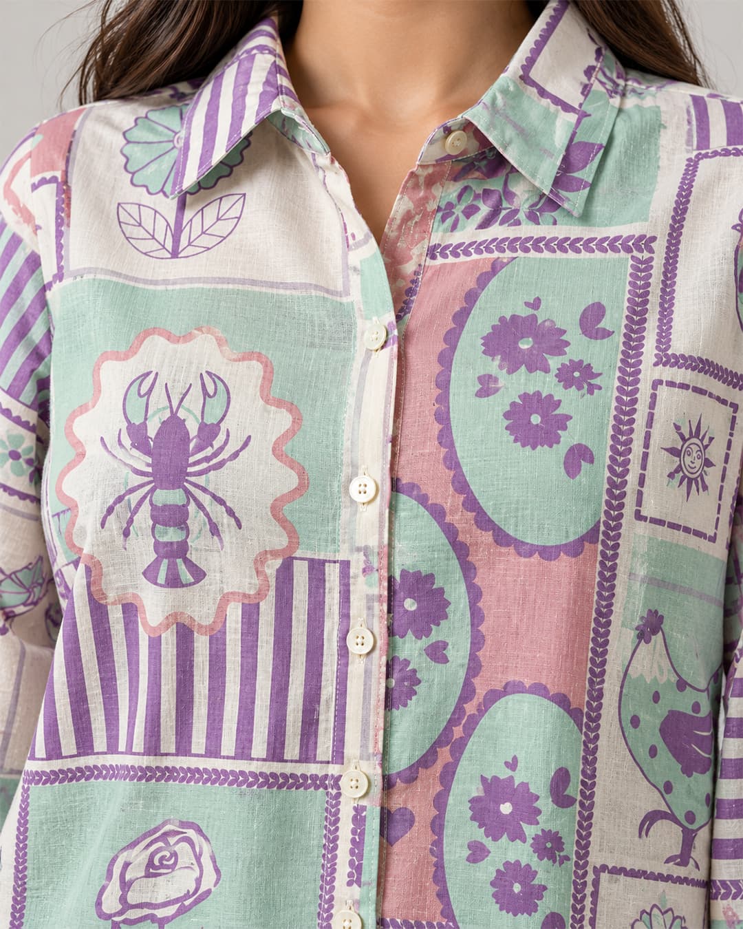 Shirt Lobster Patch Print