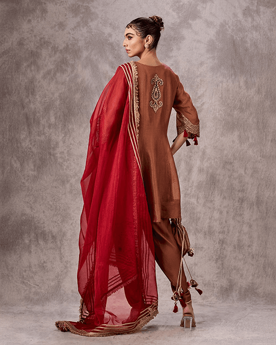 Peach Elegance Tissue Stitched Suit