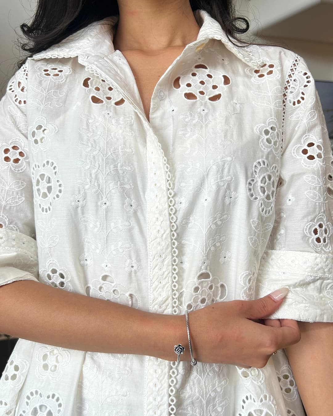 Daenysia Supima Cotton Off White Shirt With Cami