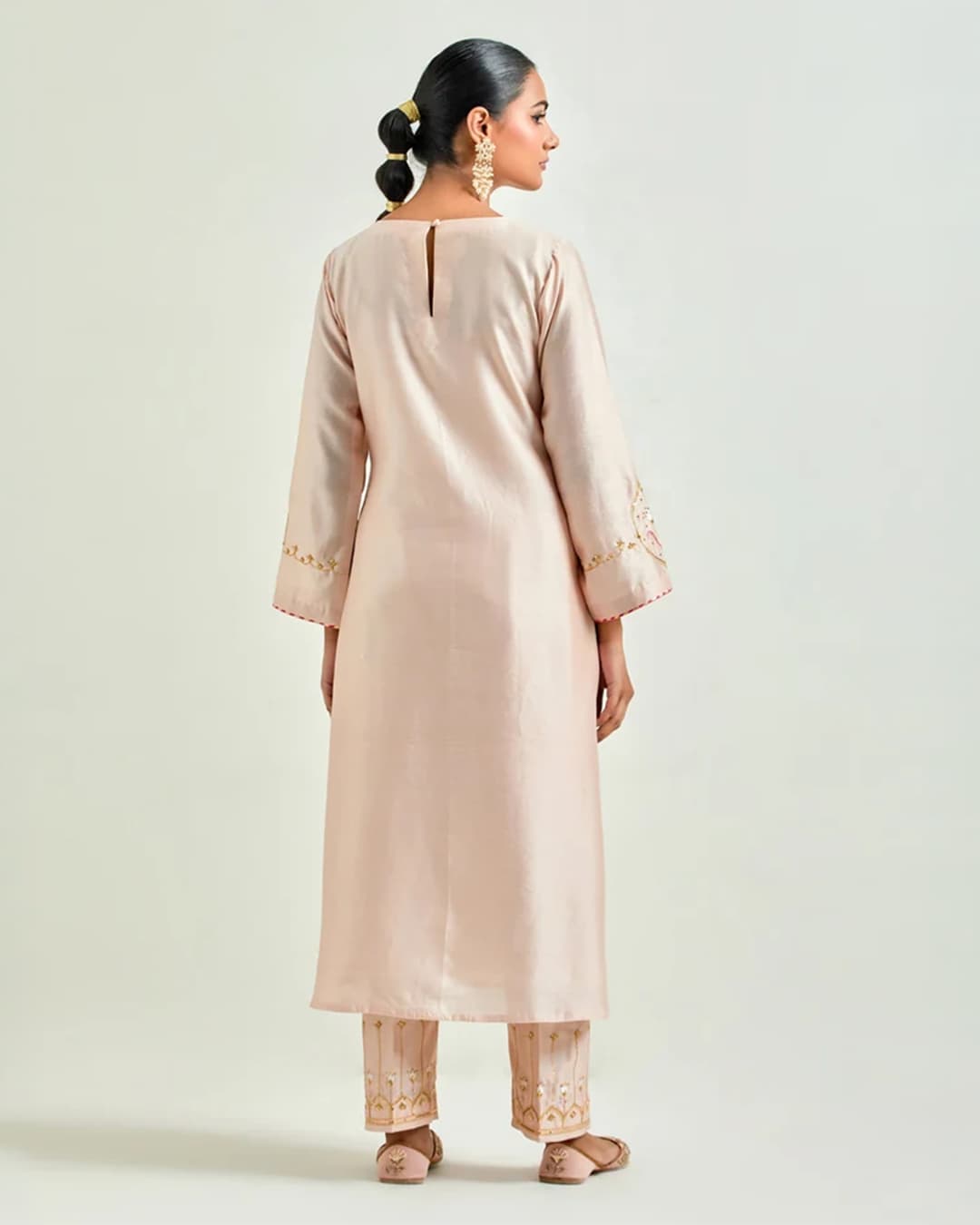 Old Rose hand embroidered kurta set