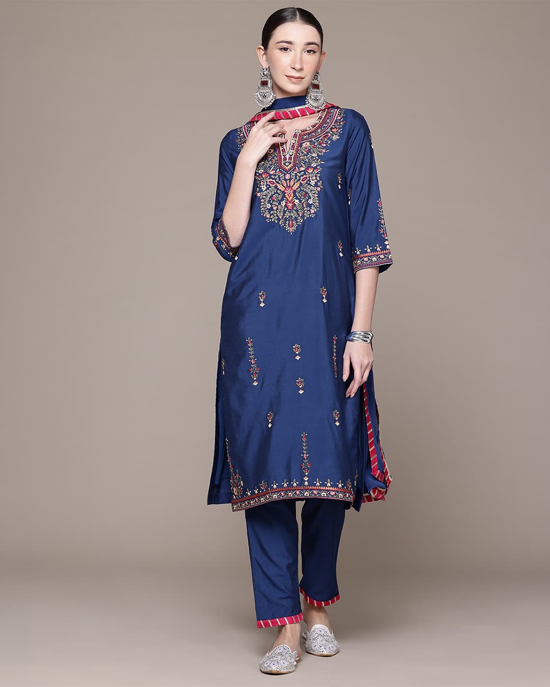 Blue Pearl Petal Solid Suit Set