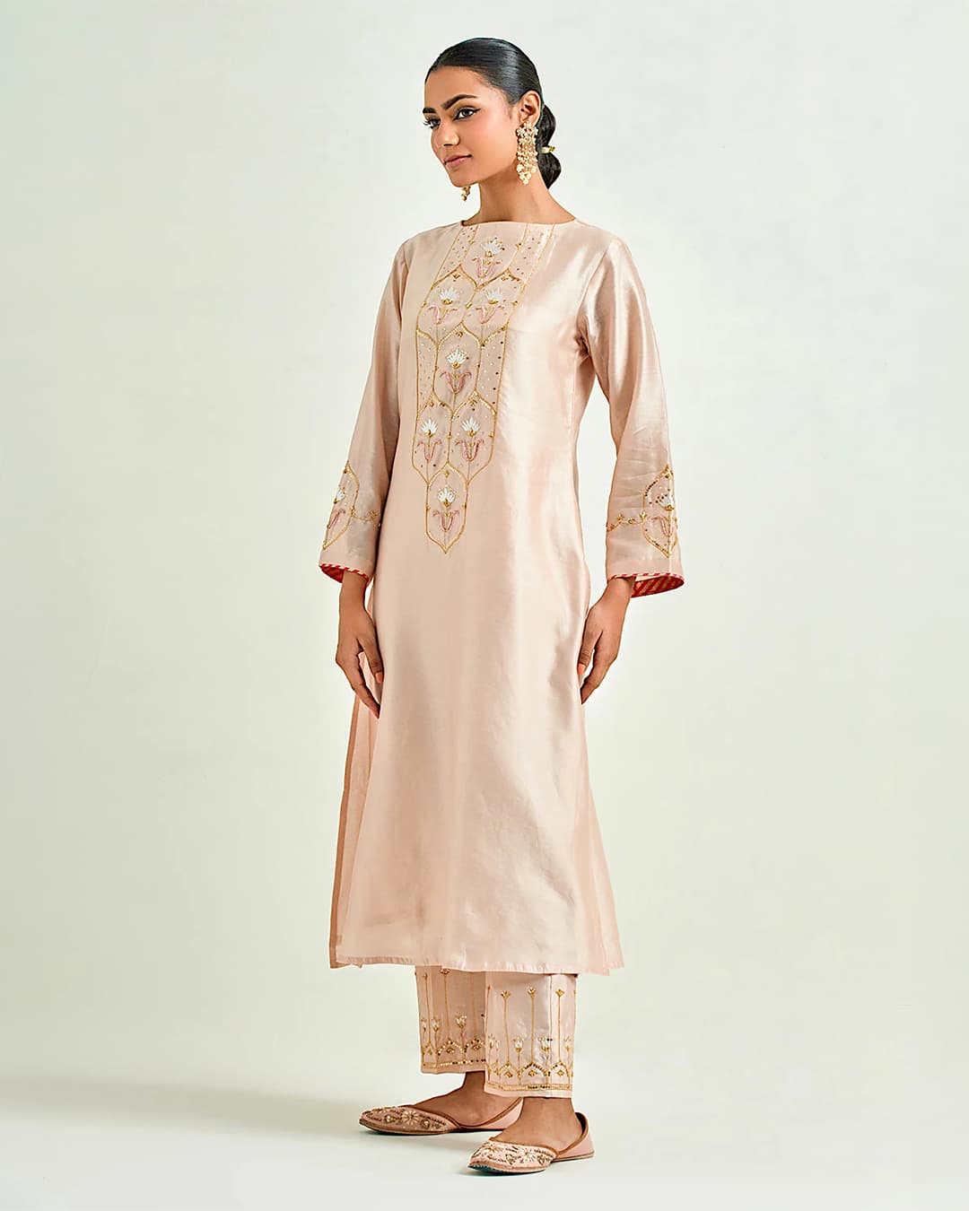 Old Rose hand embroidered kurta set