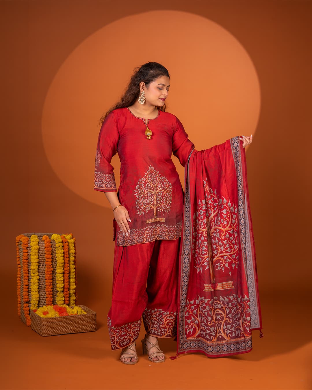 Crimson Silk Farshi Set