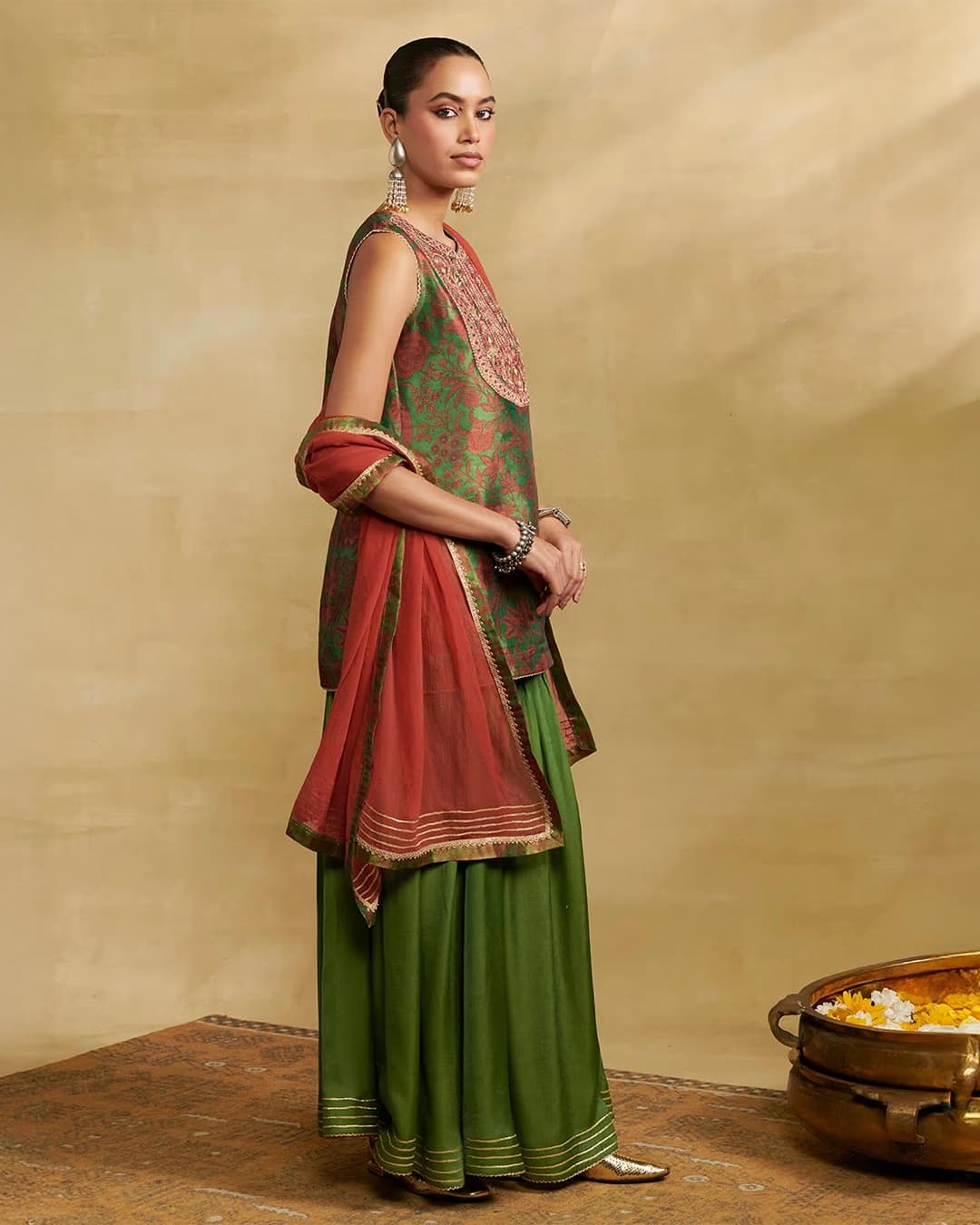 Green Tissue Festive Suit Set
