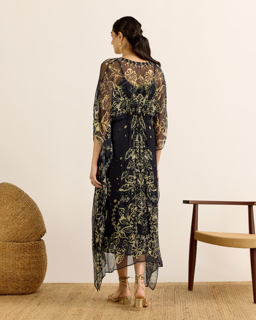 Black Elder Flower Kaftan