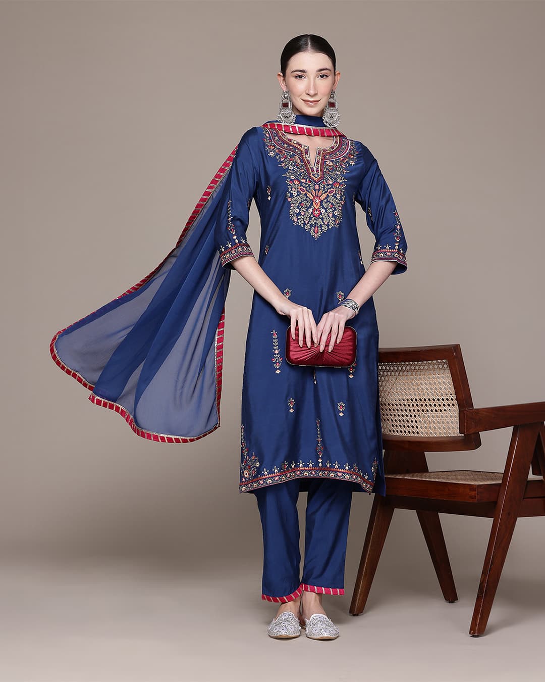 Blue Pearl Petal Solid Suit Set