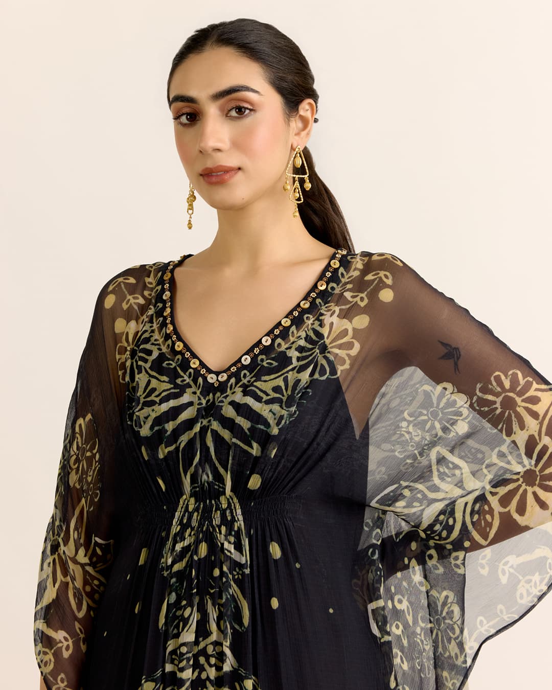 Black Elder Flower Kaftan