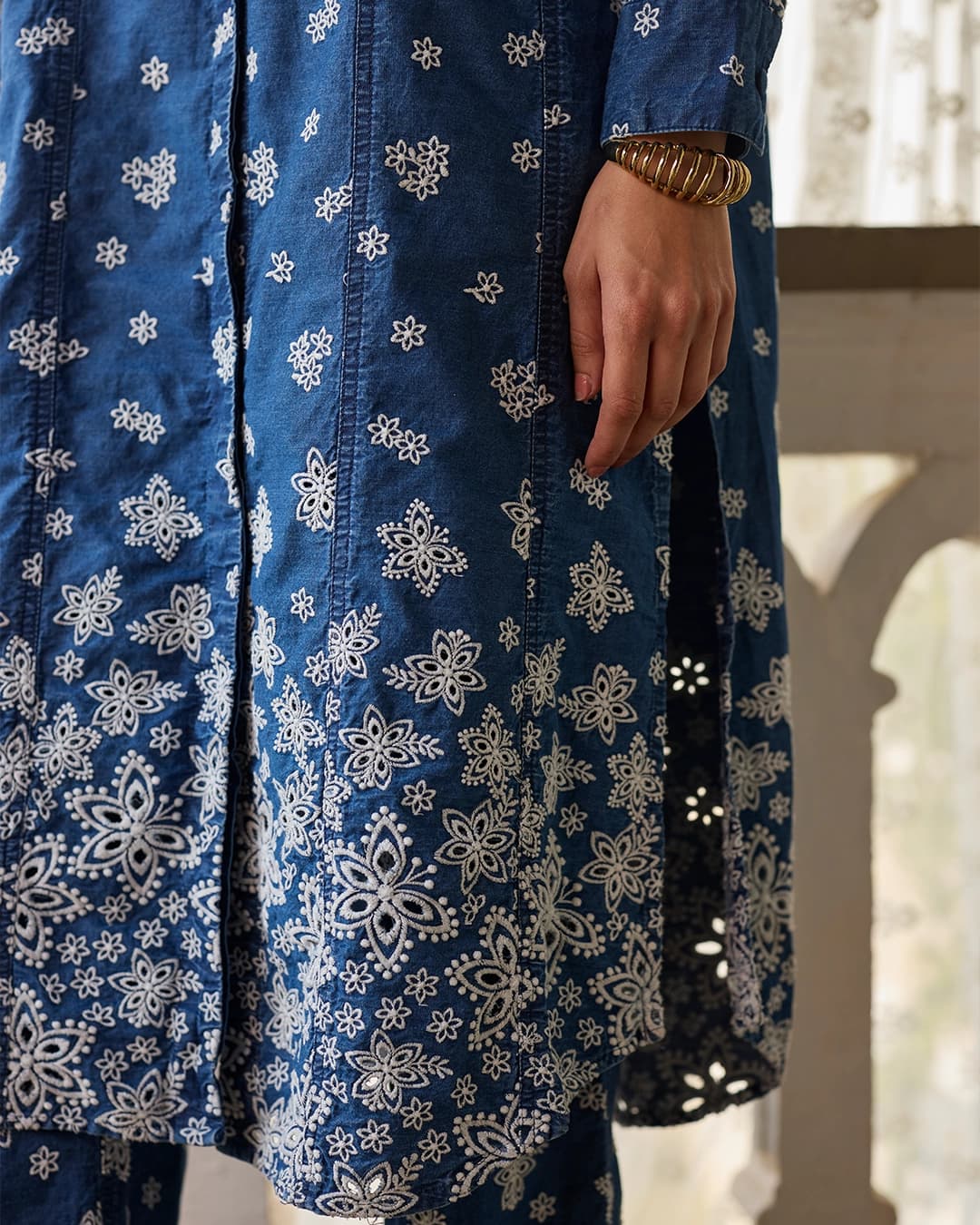 Amhara Denim Long Shirt Co-ord Set