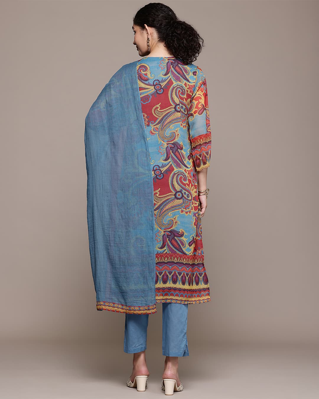 Turquoise Petal Paisley Suit Set