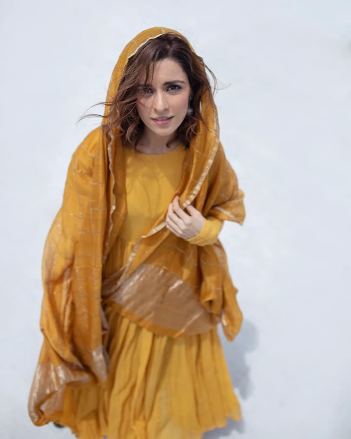 Ghoomar Mustard anarkali and Chokor Dupatta set