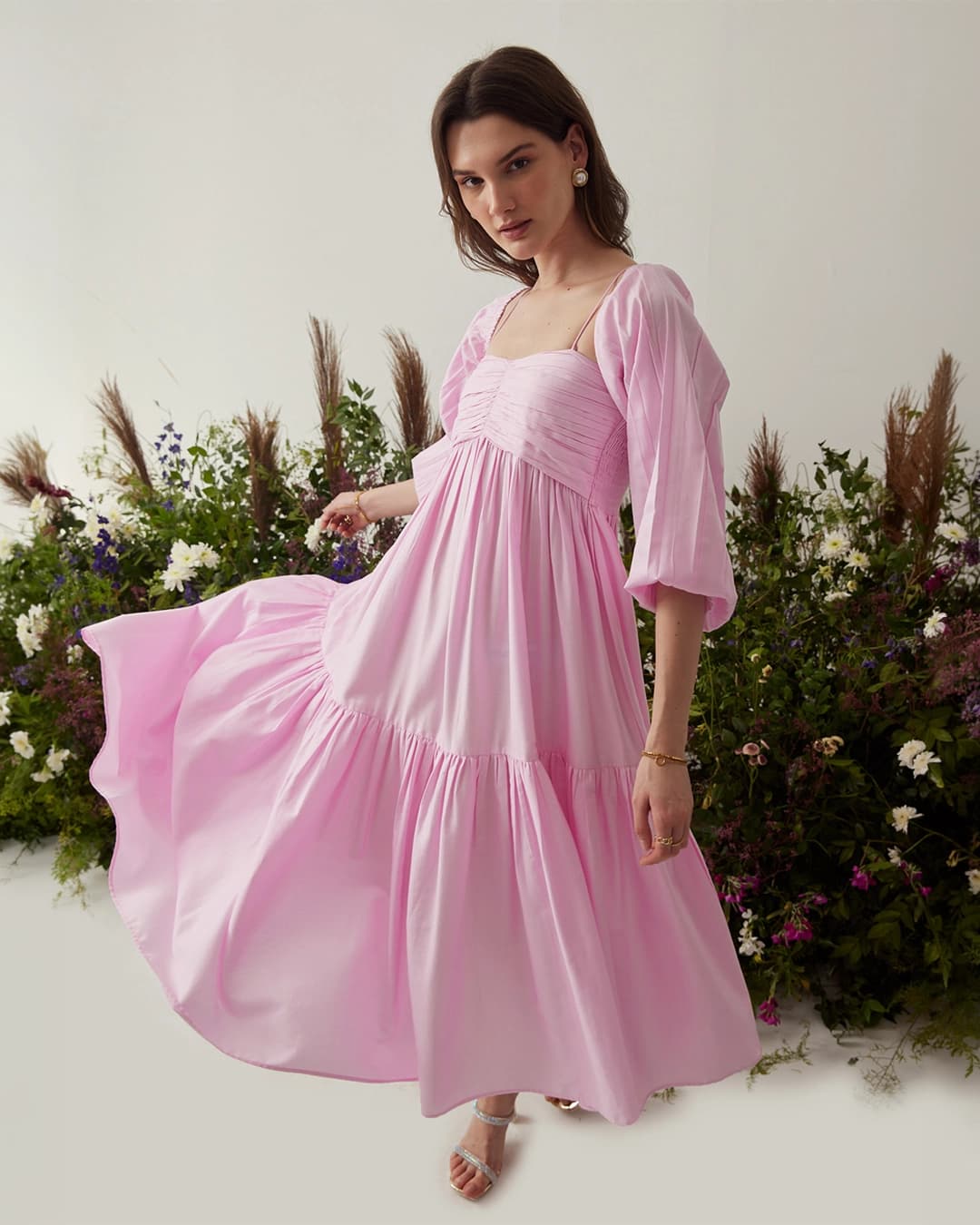 Lea Dress with detachable sleeves (Pink)