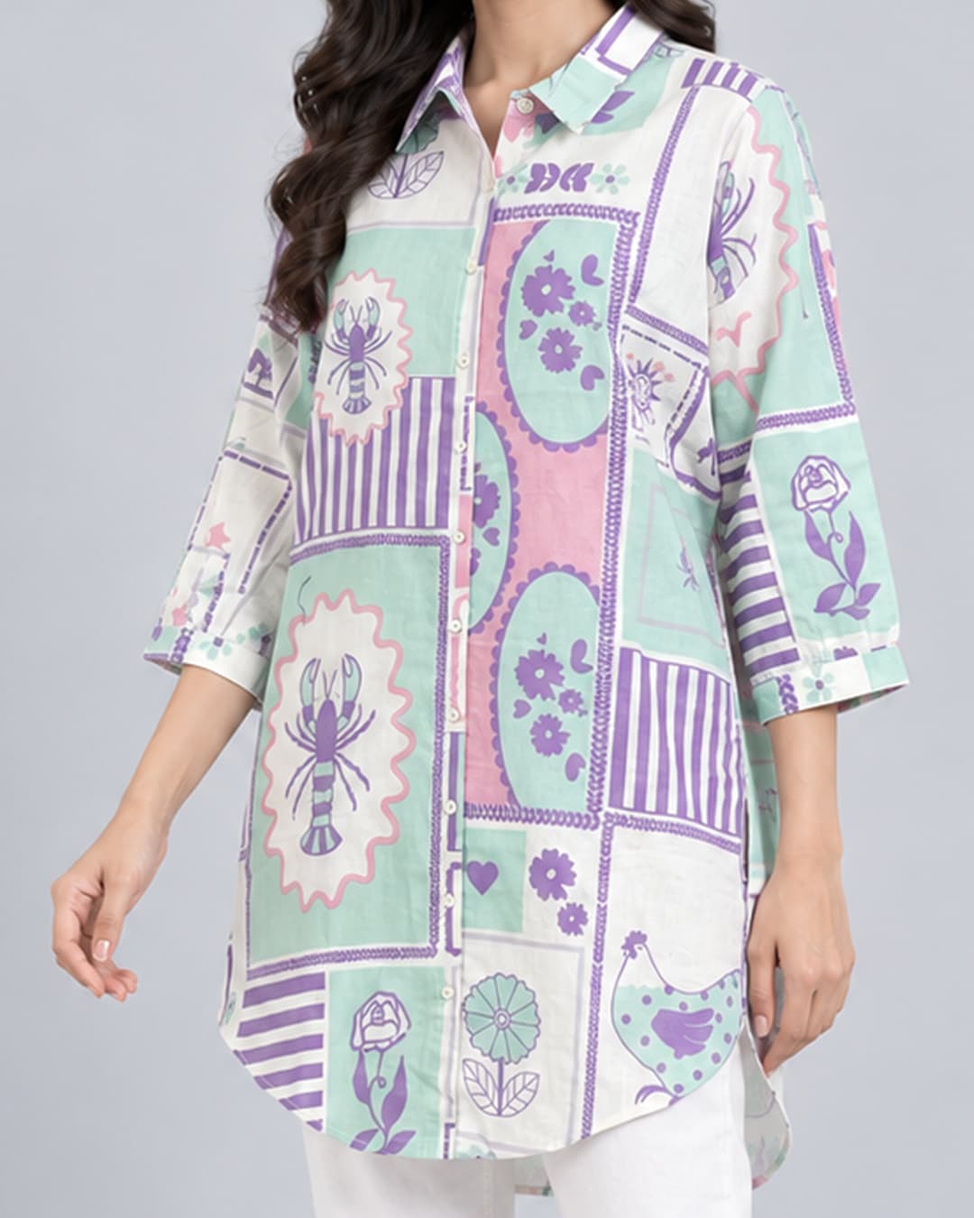 Shirt Lobster Patch Print